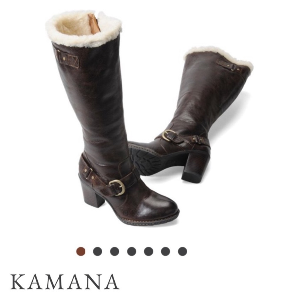Born “Kamana” Tall Brown Boots Sherling Lined